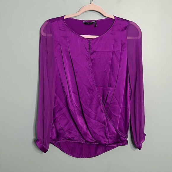 Marciano Silk Blouse Sheer Long Sleeve - Picture 1 of 9
